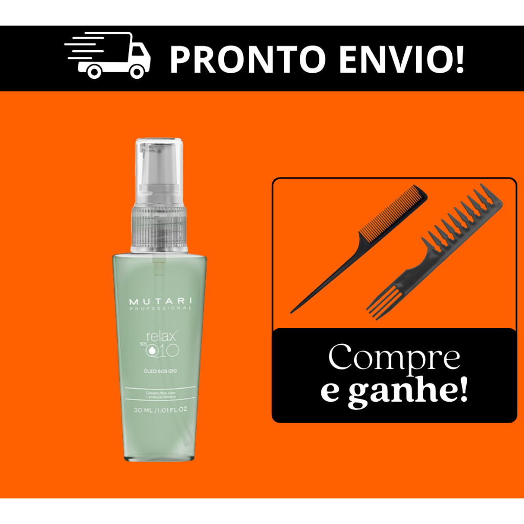 Óleo Capilar Relax SOS Q10 PROF 30ml Mutari - Mais brilho, maciez e nutrição
