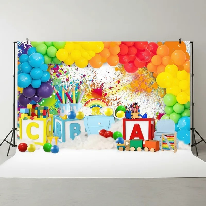 Painel Decorativo Infantil Sublimado ABC 2,20 x 1,50 Tema Festa em Oferta na Shopee