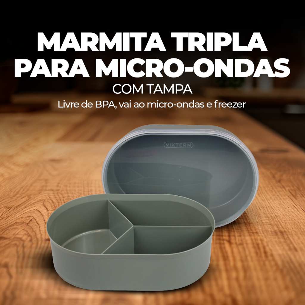 Marmita de Micro-ondas 2,4L Tripla Divisória em Oferta na Shopee