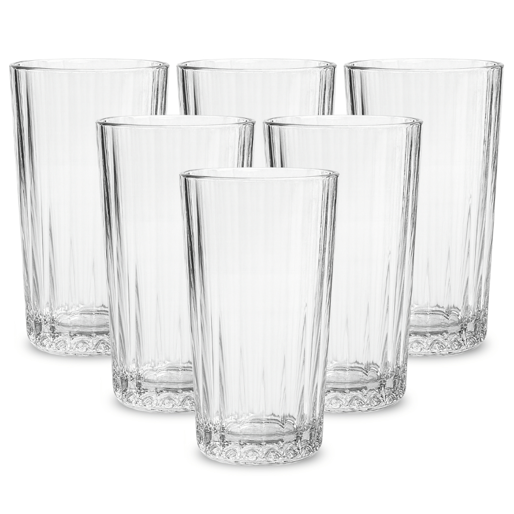 Jogo 6 Copos Canelado Alto 305ml Vidro Grosso Luxo em Oferta na Shopee