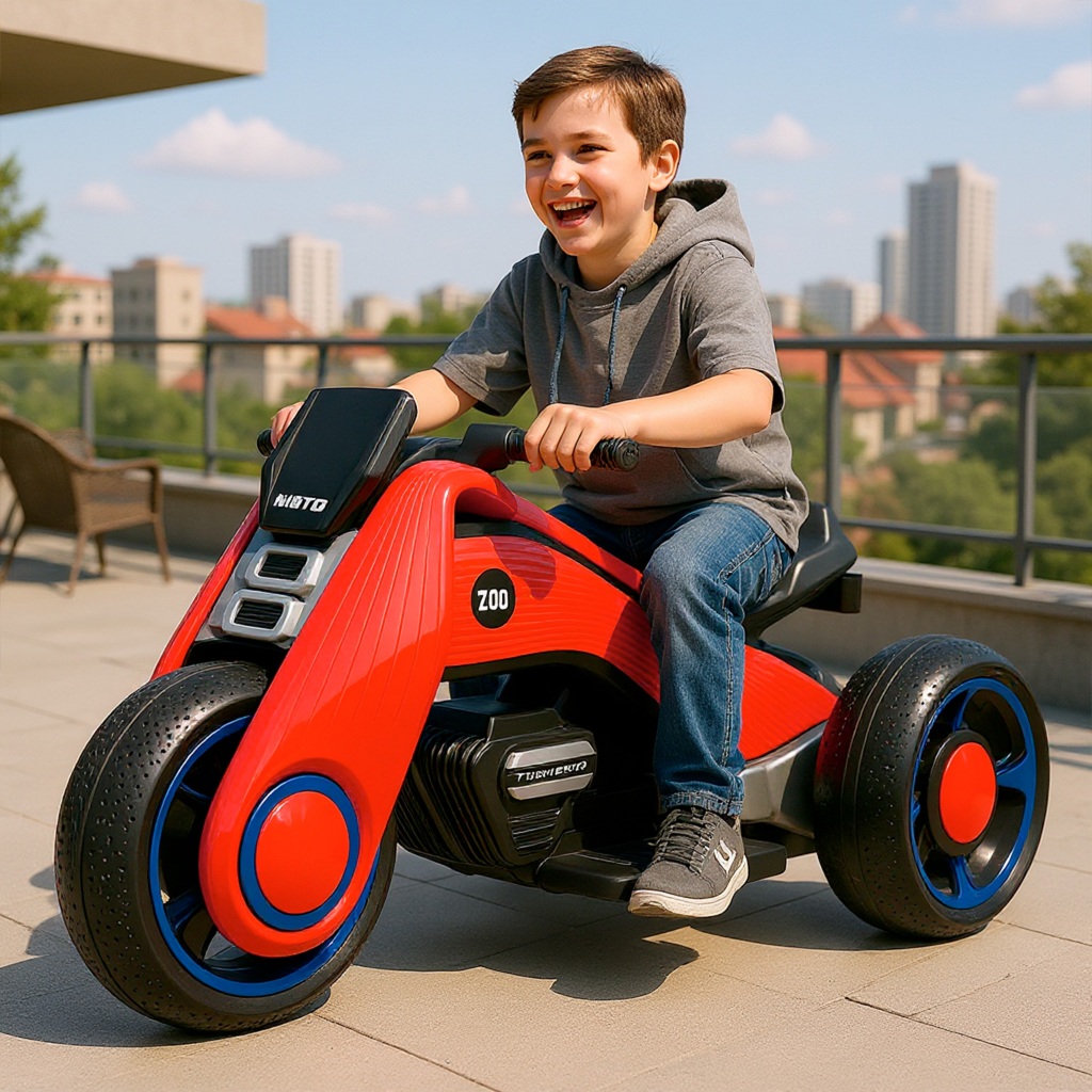 Imagem Moto Infantil Motinha Elétrica Motorizada 6V Futurista Vermelha para Crianças 2 a 4 anos Triciclo