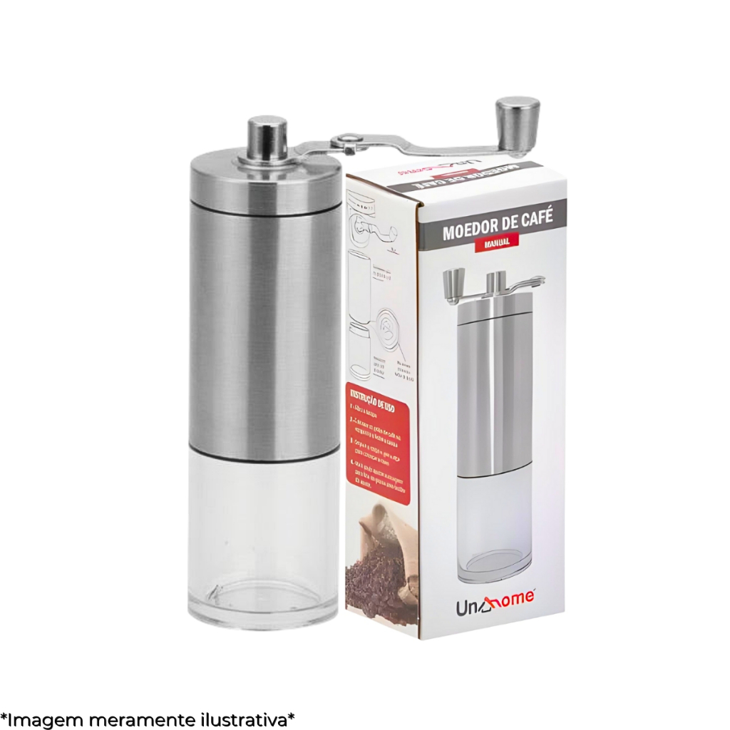 Moedor de Café Manual com Regulagem Ajustável em Aço Inox e Acrílico Portátil - Uny Home