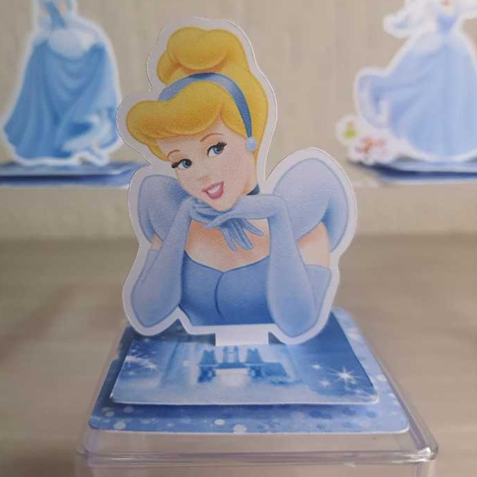 Kit Aplique 3D Tag Personalizada Cinderela, Aplique em pé, Festa, Lembrancinha