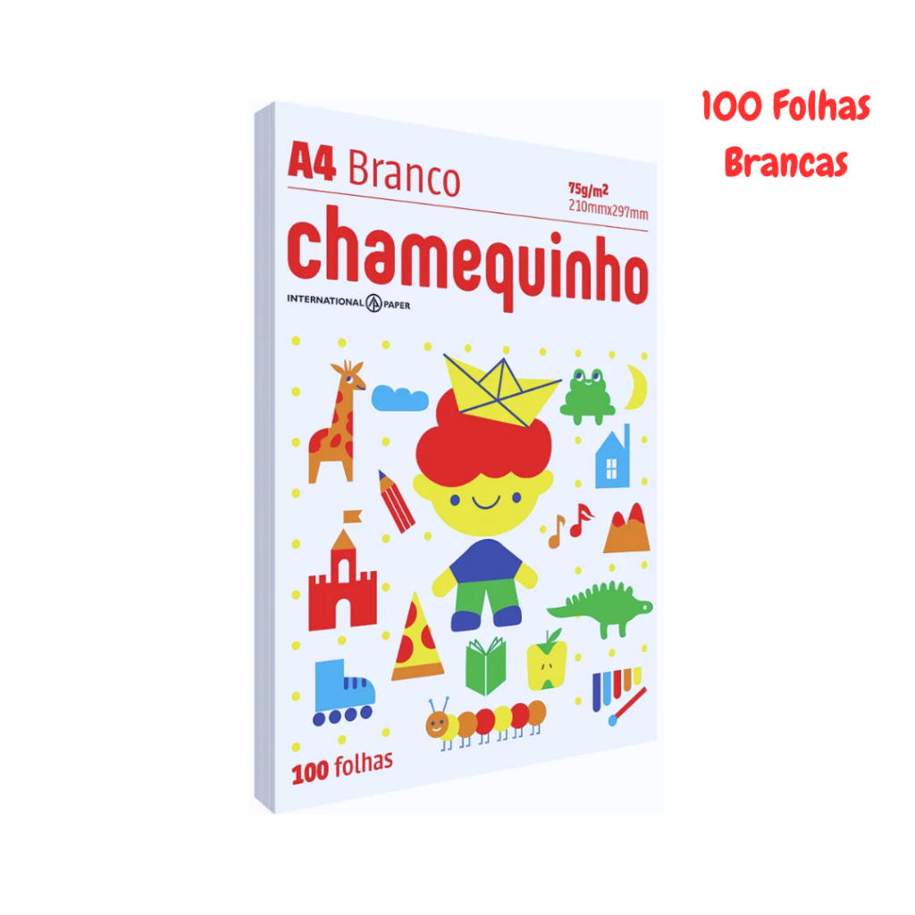 Pacote Papel Chamequinho Sulfite A4 75g/m² Branco 100 Folhas Chamex