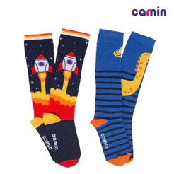 KIT 2 Pares Meia 3/4 Menino Infantil Cano Longo Várias Estampas Camin Quentinha Macia Leve Promoção