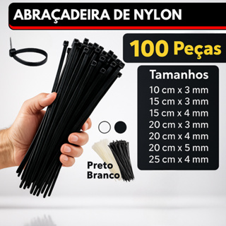 Kit 100 Abraçadeira de Nylon Cinta Plástica Enforca Gato Branco Preto 10cm 15cm 20cm 25cm em Oferta na Shopee