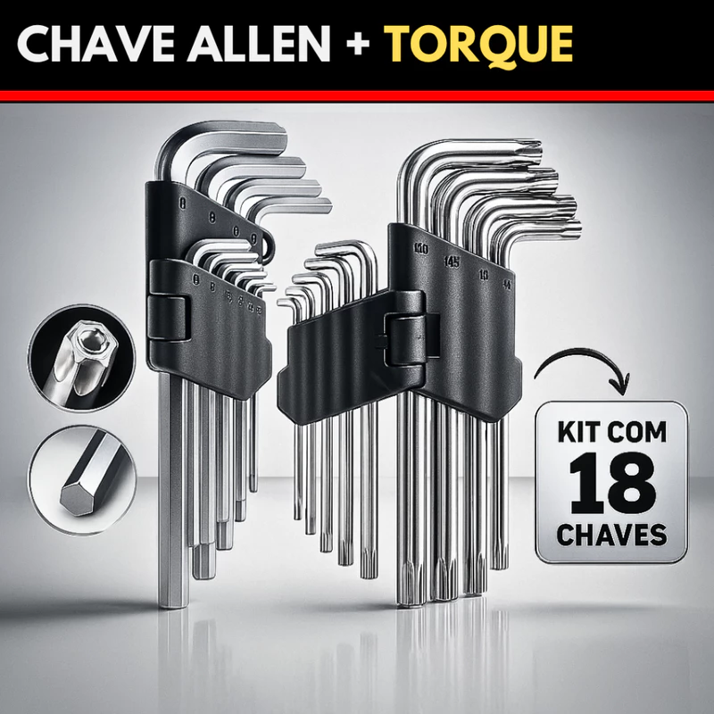 🔥 Kit de Chaves Torx e Allen por R$29,90!
