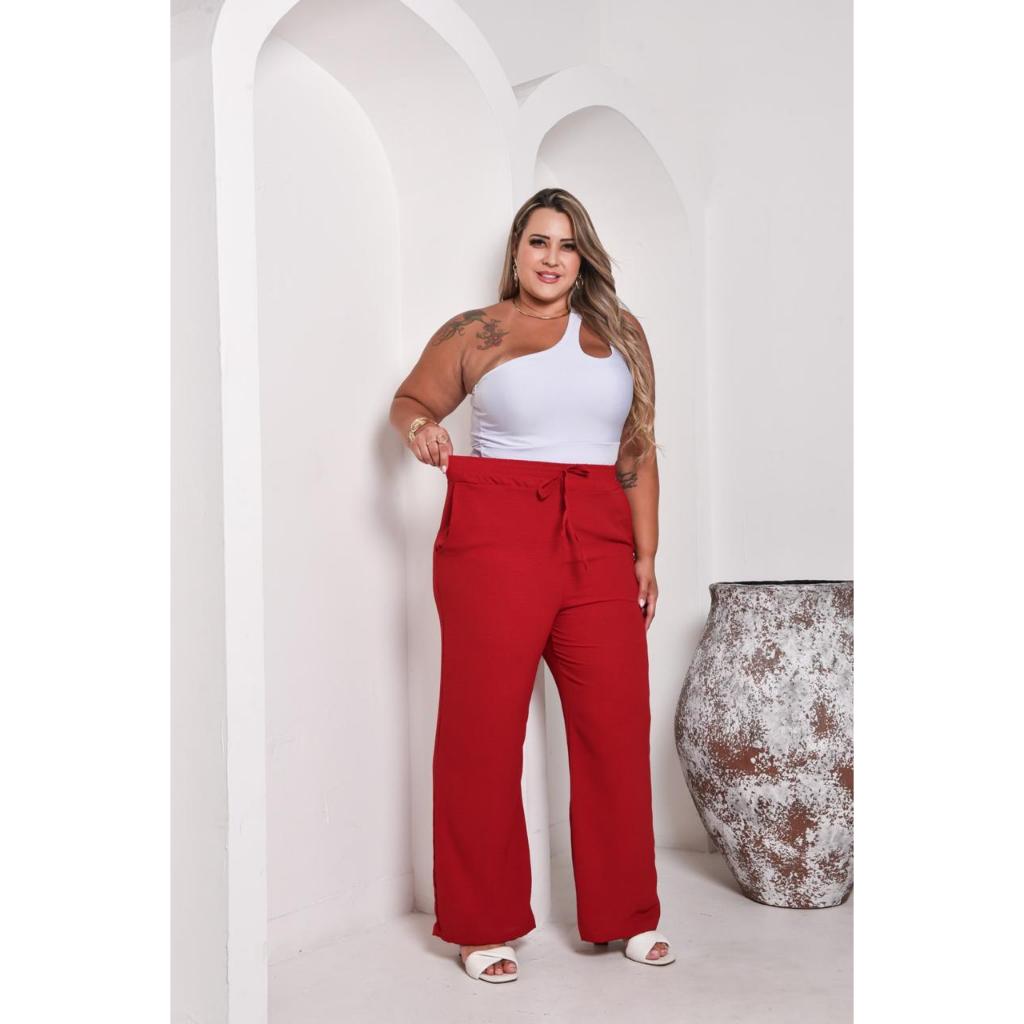 Calça Pantalona Duna Plus Size Feminina – Soltinha, Estilosa e Perfeita para Todos os Looks G1 ao G3 em Oferta na Shopee