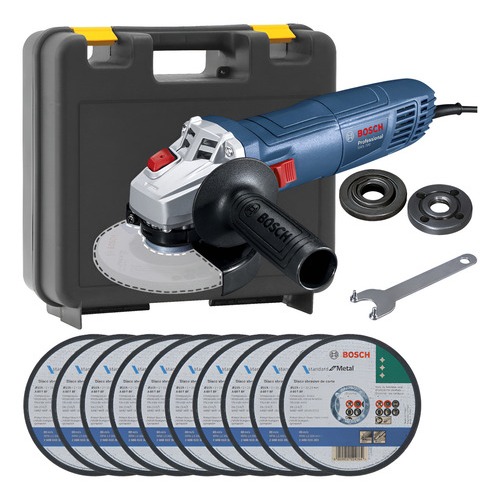 Kit Esmerilhadeira Bosch GWS 700 220V + 10 Discos + Maleta de Transporte