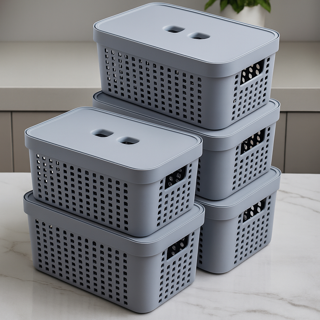 Kit 5 Caixas Organizadoras com Tampa 4,5 Litros Organização Casa Banheiro Cozinha