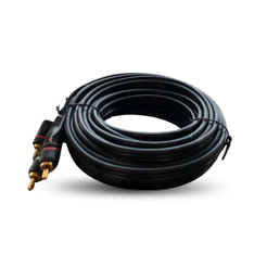 Cabo Rca 5 Metros Emborrachado Preto Banhado a Ouro E-Tech 5m Som Automotivo P/ Módulo, Rádio