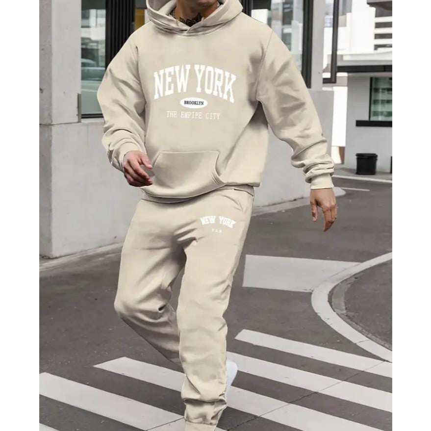 Conjunto Moletom Canguru Unissex Feminino Masculino Com Capuz Blusa de Frio Inverno NEW-YORK