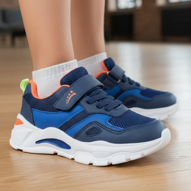 Tênis Infantil Masculino Ortopasso Wave Menino Azul Marinho Cinza