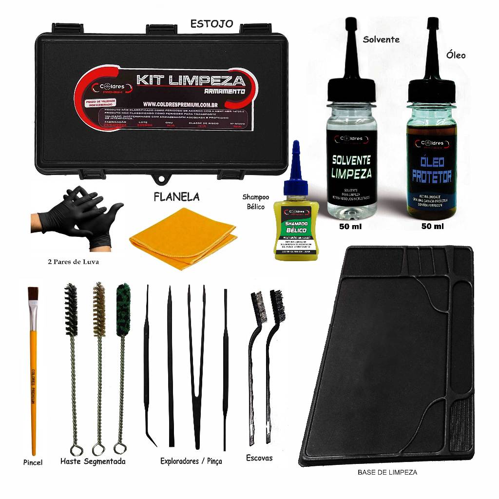 SUPER  KIT LIMPEZA  COMPLETO  9MM, .40, .380. .45 E 380 em Oferta na Shopee
