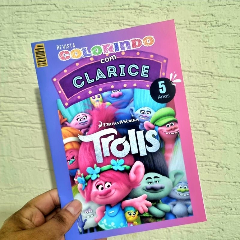 Revista de Colorir tema TROLLS Personalizada Lembrancinha Festa Infantil Todos os Temas Livro