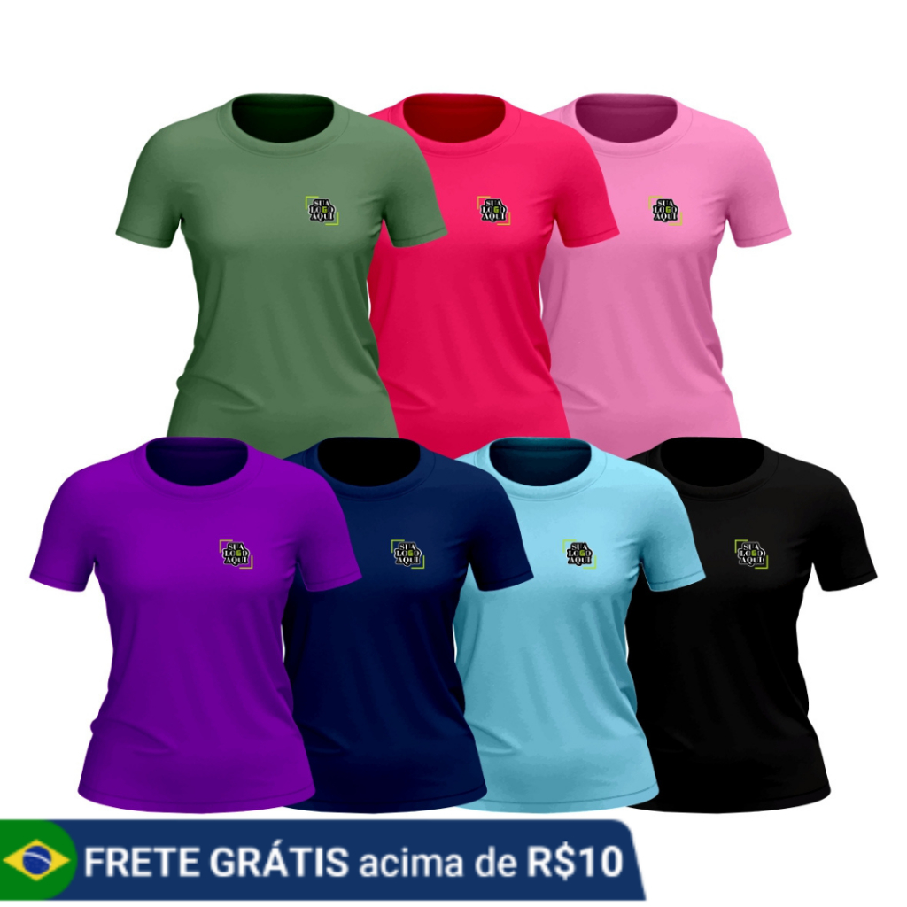 Camisa Poliamida Feminina Personalizada com Elastano e Resistente DTF Anti-Odor Varias Cores em Oferta na Shopee