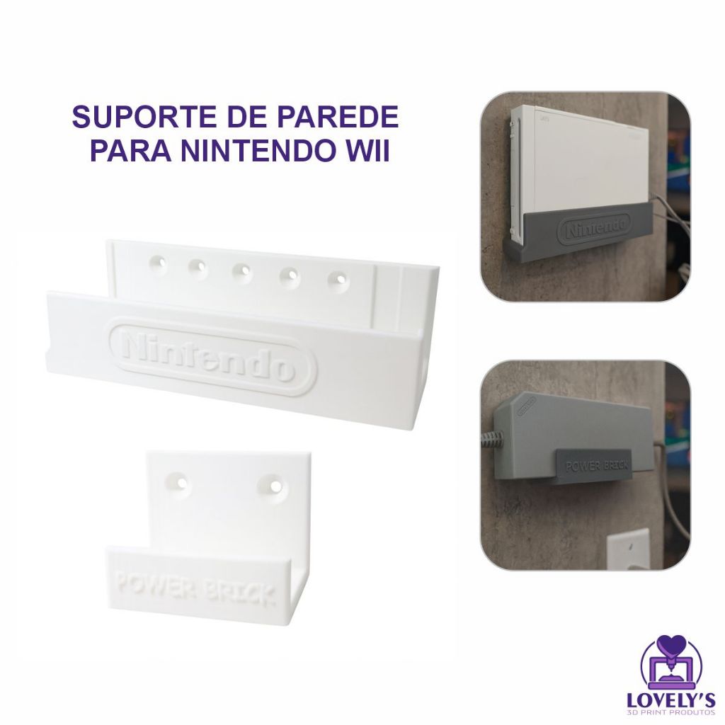 Suporte De Parede Para Um Console Nintendo Wii E Power Brick