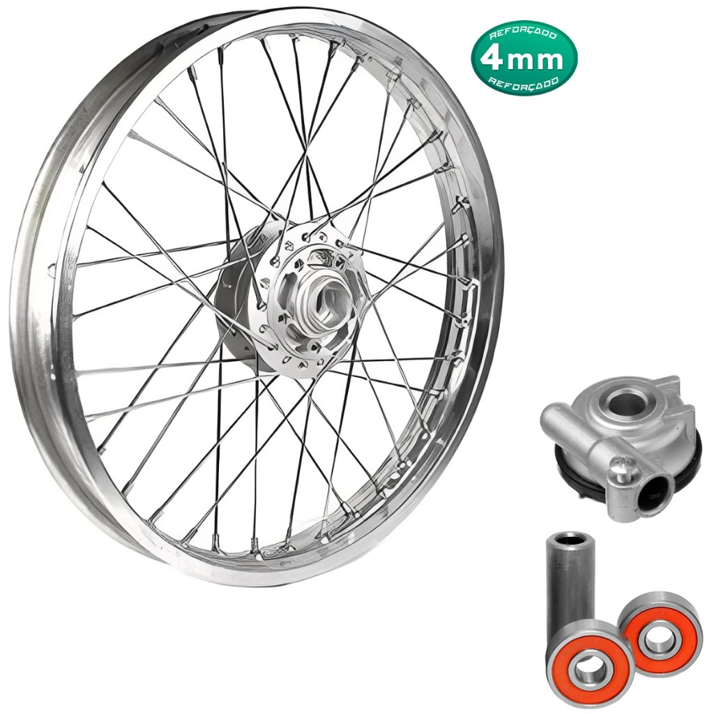 Roda Dianteira Titan 125 2000 2001 2002 2003 2004 Disco 4mm C/Rolamentos/Espaçador/Caracol