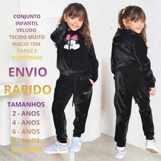 conjunto infantil veludo Macio em Oferta na Shopee