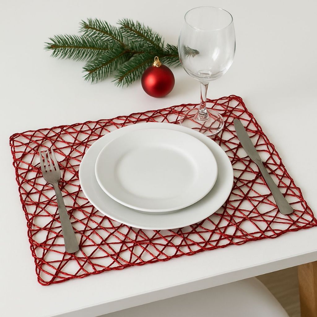 Jogo Americano Natalino Trançado 38cm Redondo Dourado Prata Vermelho Natal Elegante Luxo VMP em Oferta na Shopee