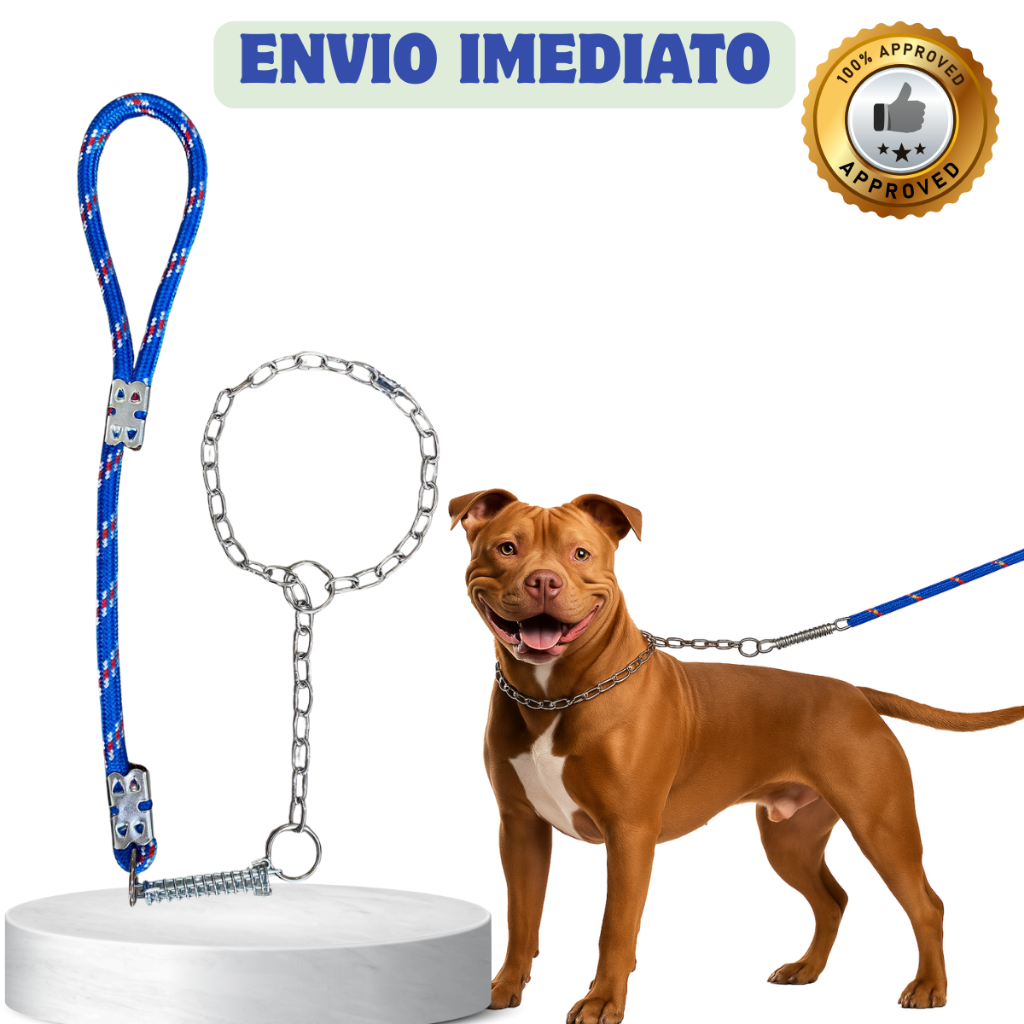 Guia de Corda Para Cachorro Pitbull Doberman Rottweiler Akita Fila Com Mola + Corrente Reforçada em Oferta na Shopee