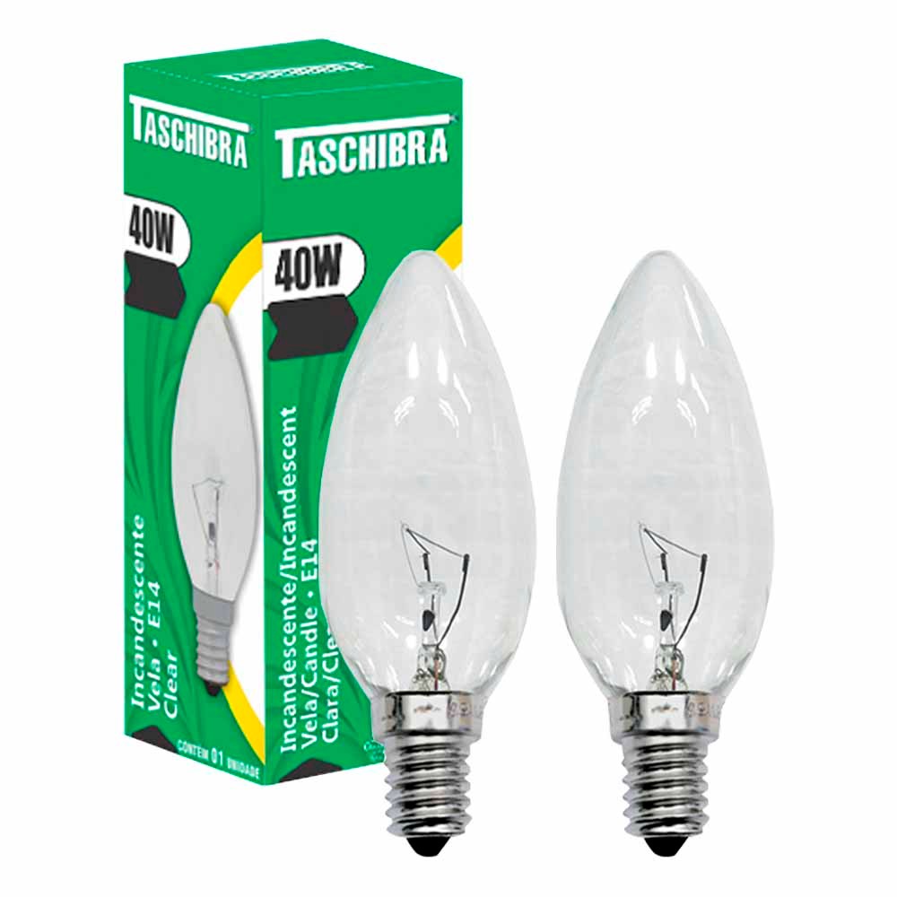 2 Lâmpada Incandescente Vela Lisa Luz Quente 2700k 40w E14 em Oferta na Shopee