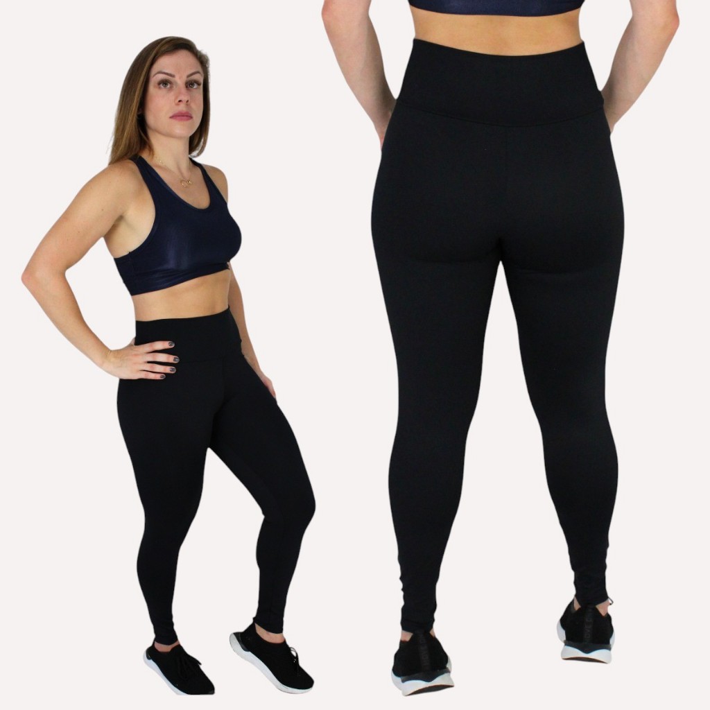 Calça legging zero transparência cós alto modeladora academia Poliamida Elastano Fitness crossfit