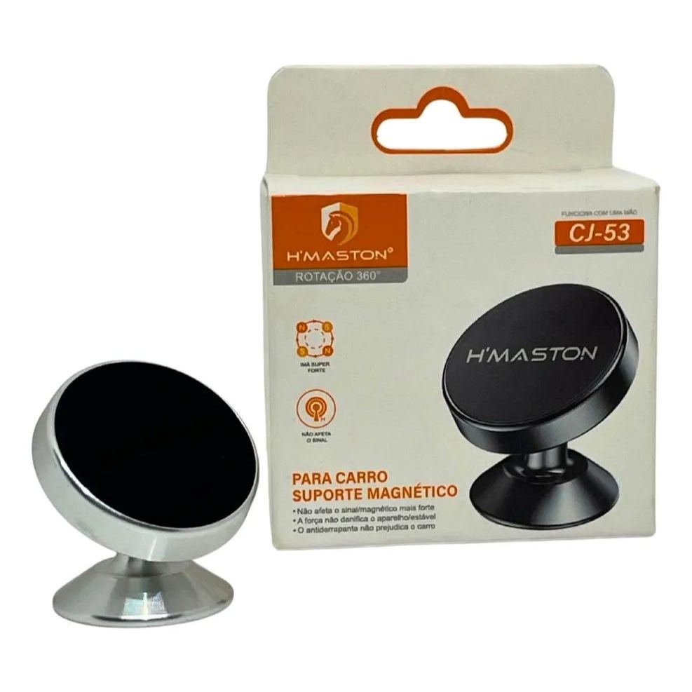 Suporte Veicular Magnético H'maston Painel Com Ímã Forte Cinza-escuro