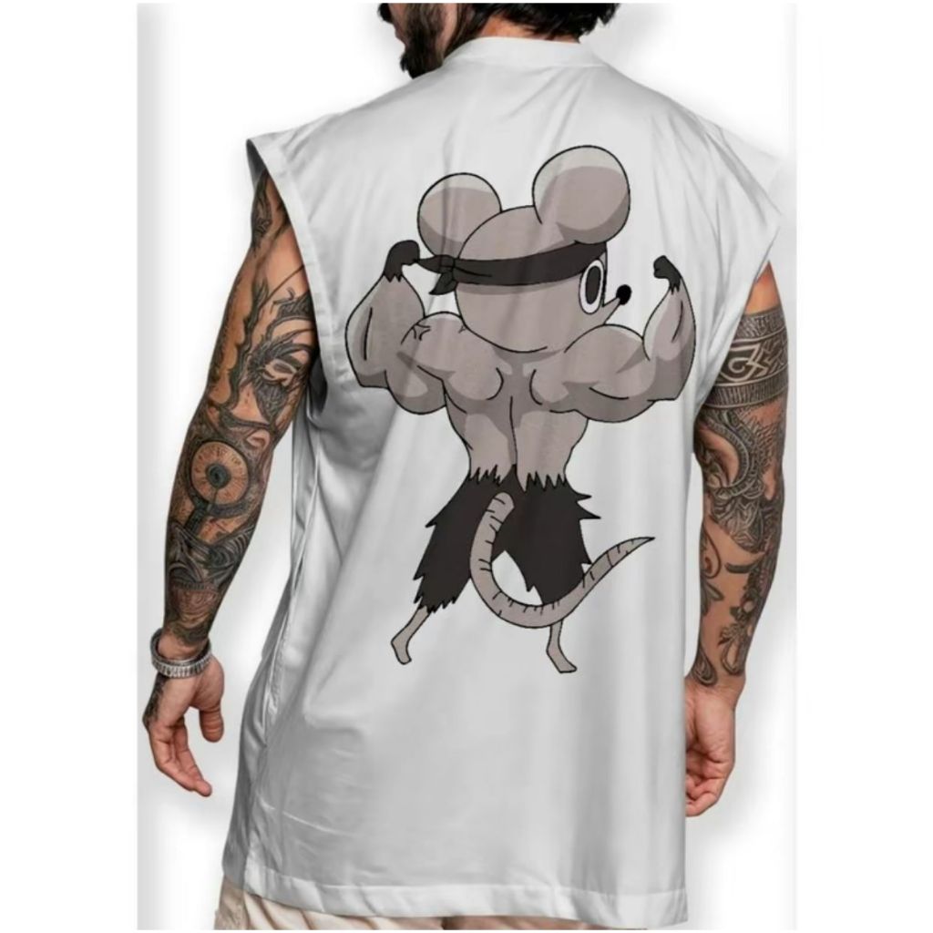 POLAR BEAR Regata Estilo Machão Estampada GYM RAT Masculino Streetwear