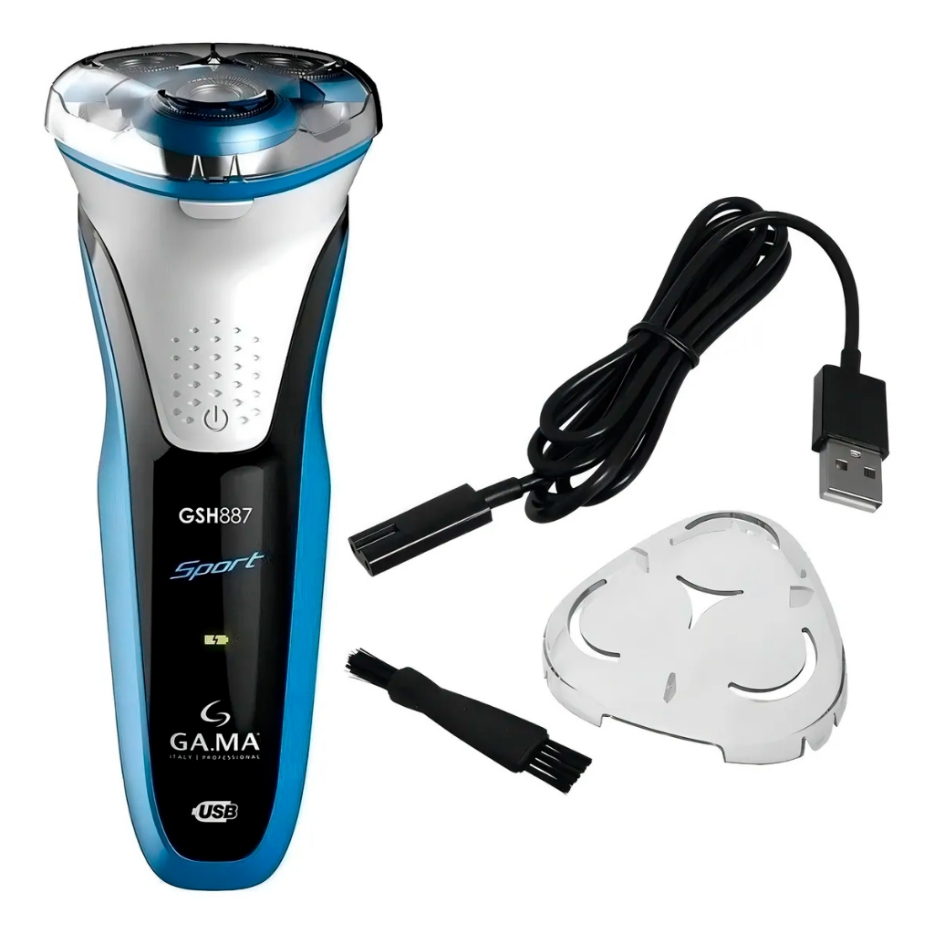Barbeador Elétrico Gama Italy 3 Lâminas Gsh887 Sport W&d Usb