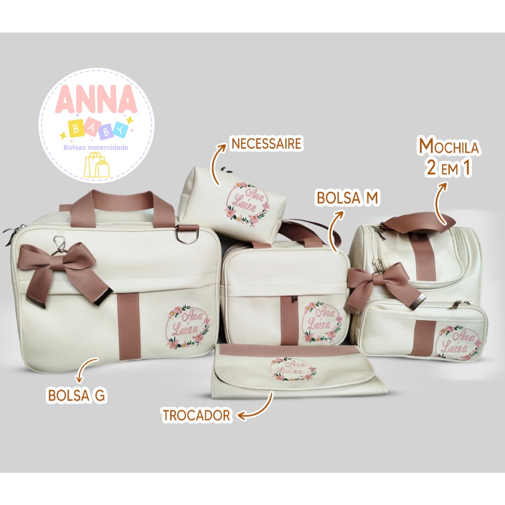 Kit de Bolsa de Bebê Personalizado  Jardim - Anna Baby Bolsas