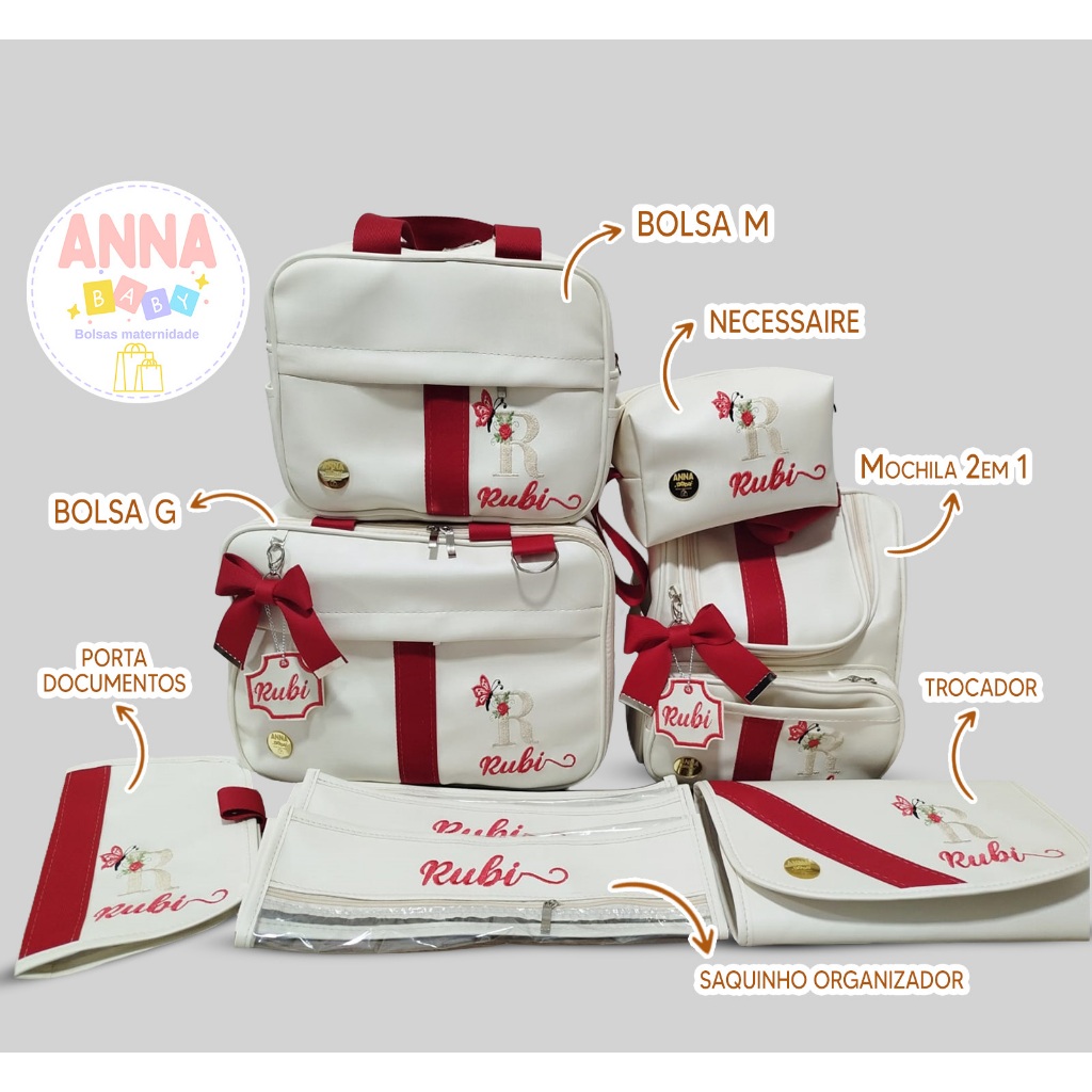 Kit de Bolsa de Bebê Personalizado - Anna Baby Bolsas
