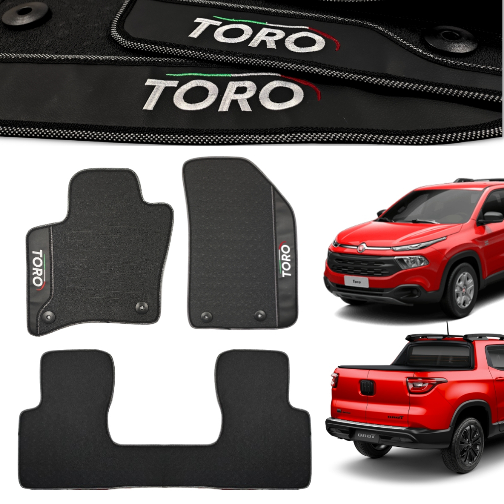 Kit Tapete para Automóveis para Fiat Toro 2016 A 2026 Emborrachado Lavável Preto 3 peças completo em Oferta na Shopee