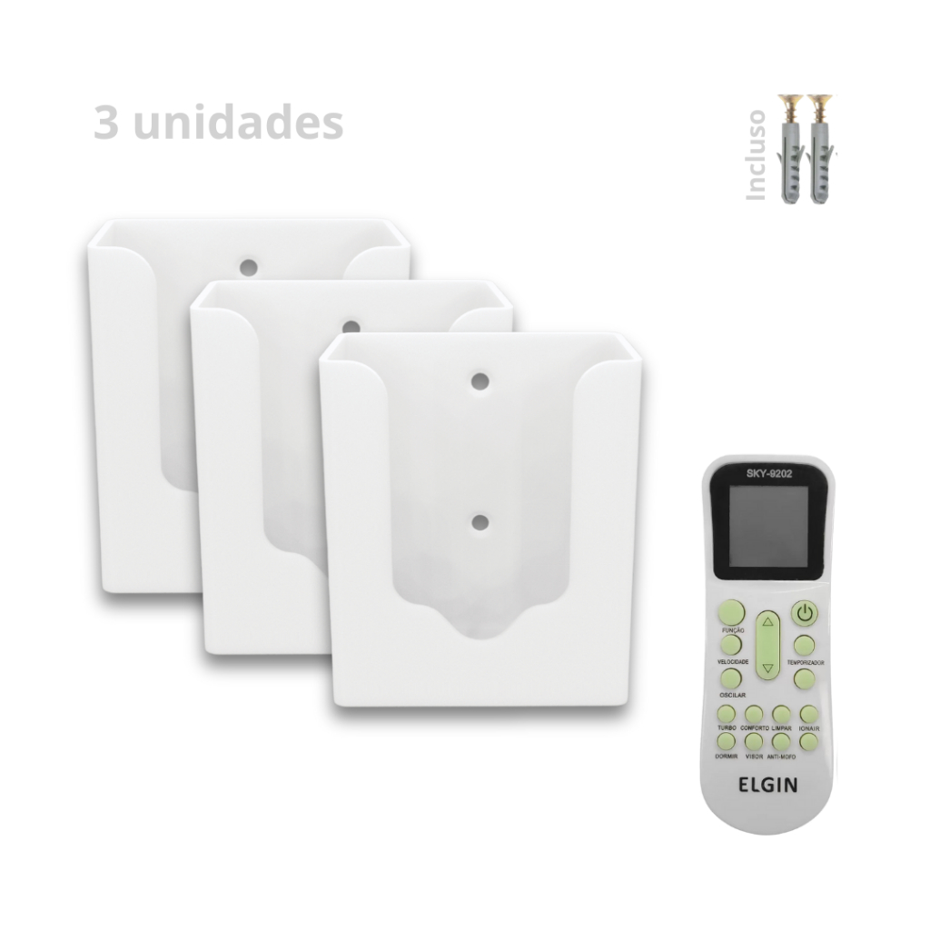 Kit 3 Suporte De Parede Porta Controle AR Condicionado ELGIN