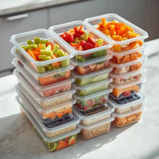 Kit  60 Potes 500ml BPA FREE transparentes Marmita Fitness Organizador Alimentos Freezer Micro-ondas em Oferta na Shopee