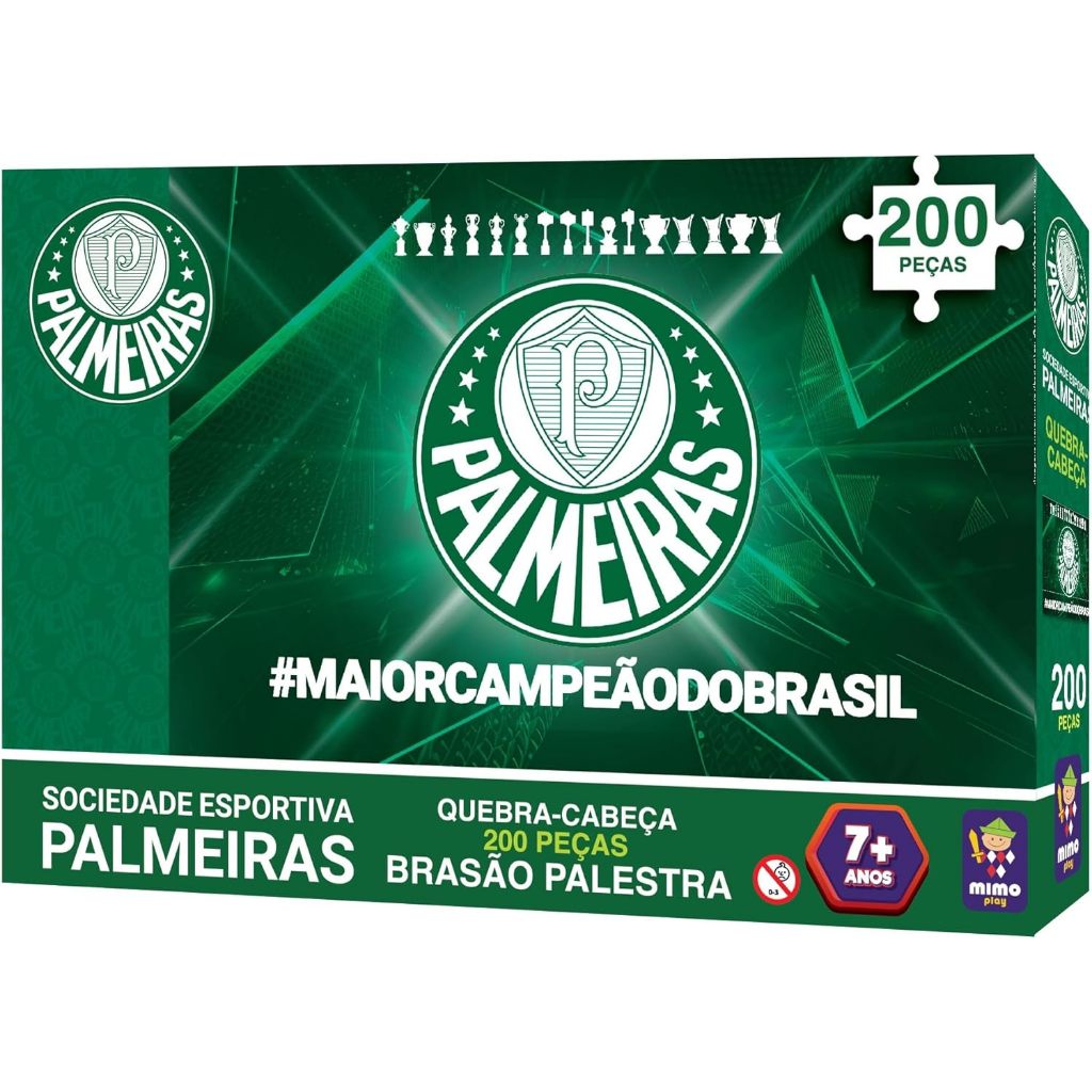 Quebra Cabeça Colecionável 200 Peças Brasão Verdão Palmeiras - Mimo Toys