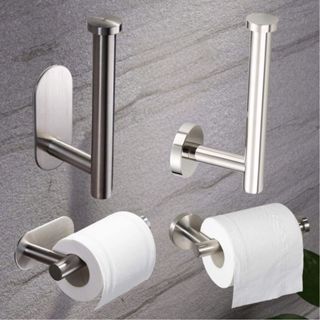 Porta Papel Higiênico Suporte Aço Inox Escovado Para Banheiro Fixação C/ Parafusos ou Adesiva Parede LR-0046 em Oferta na Shopee