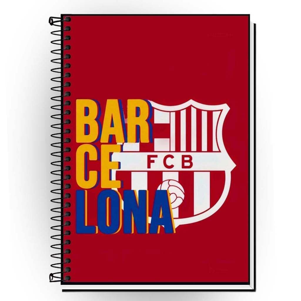Caderno Barcelona FC 1 10 15 20 Matérias Universitário Espiral Capa Dura Futebol Estudantes Anotações - Caderno Escolar