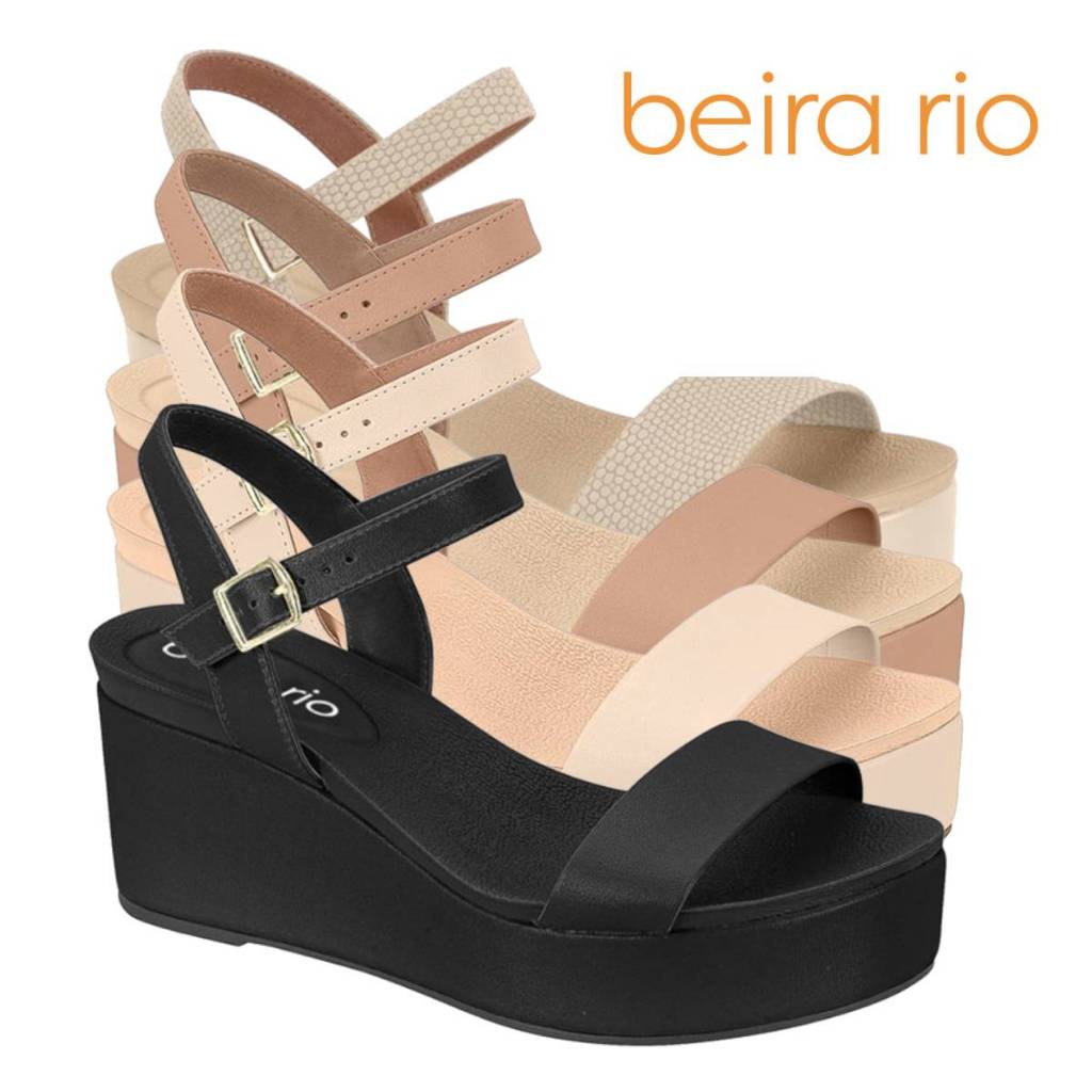 Sandália Feminina Beira Rio Tamanco Plataforma Salto Anabela Médio Confortável Original em Oferta na Shopee