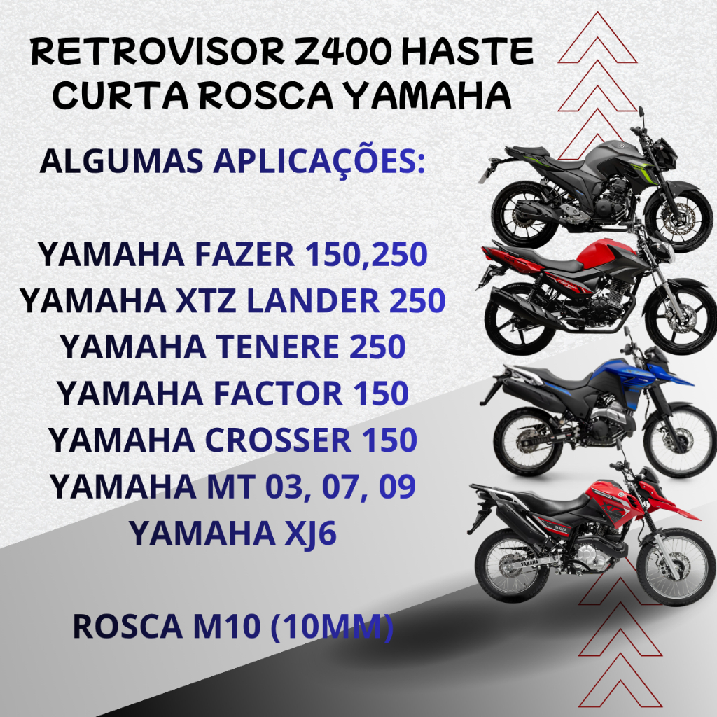 Retrovisor kawasaki Z400 Haste Curta Lente Azul Rosca Yamaha Fazer 250 Crosser 150 Facotr 150 Lander — imagem 2 de 2