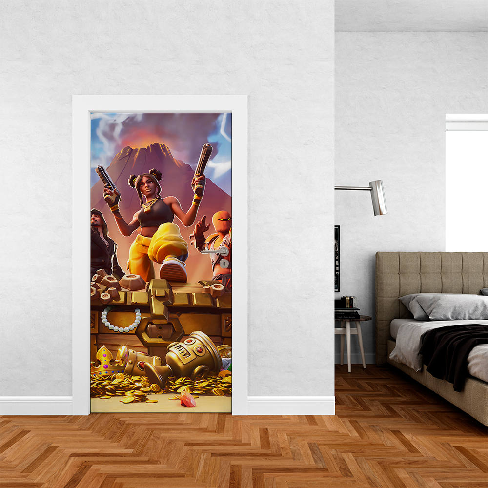 Capa de Porta Decorativa - Proteção Jogo Fort Season Cavaleiro Raro Em tecido | Decoração Quarto e Sala Tam: 0,85 x 2,10