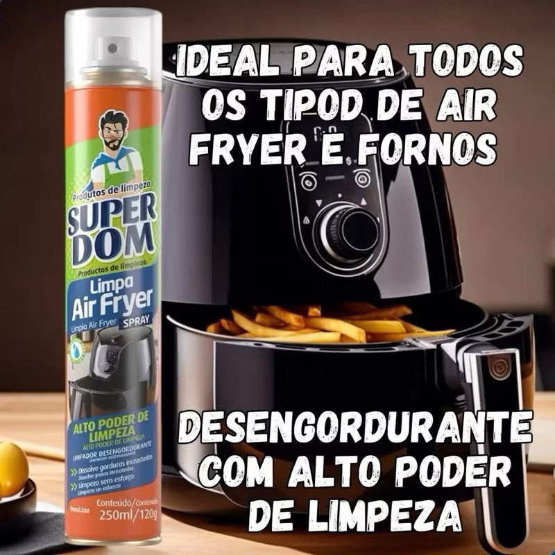 Spray Limpa Air Fryer 250ml – Remove Gordura Pesada Sem Esforço Super Dom em Oferta na Shopee