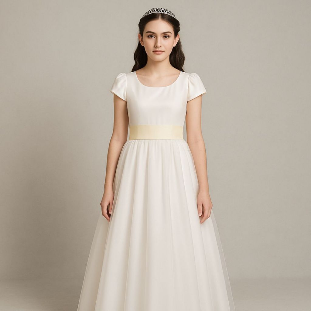 Vestido Longo OFF WHITE juvenil 36 A 42 em 25 cores de faixa Dama de honra florista ref4166 em Oferta na Shopee