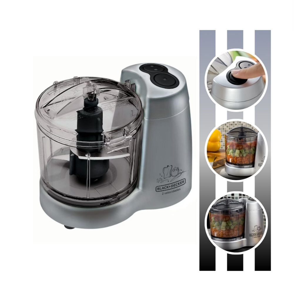 Mini Processador de Alimentos Com 2 Níveis de Velocidade HC32P Potência de 120w Black Decker em Oferta na Shopee