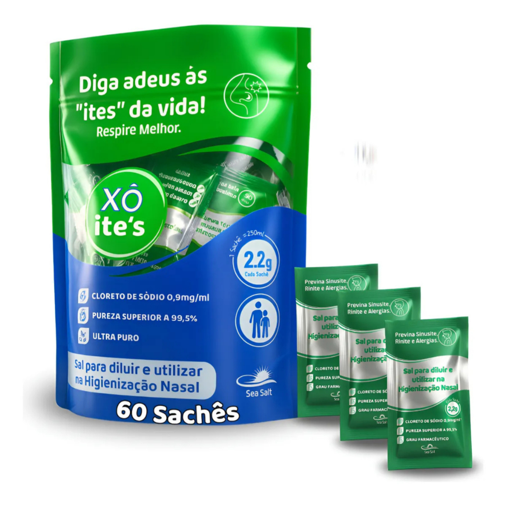 Soro Para Lavagem Nasal, Cloreto De Sódio Pó Kit C/60 Sachês