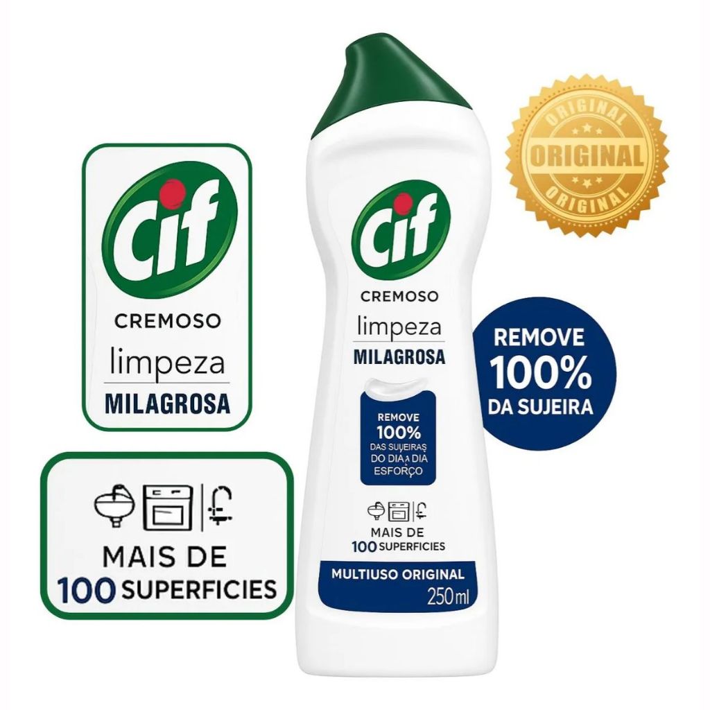 Limpador Multiuso Cif Cremoso 250 Ml Superfícies Gerais Limpesa Milagrosa