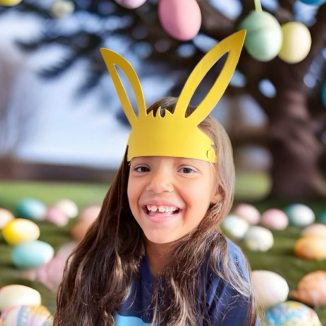 KIT Máscara Coelho Tiara  Páscoa Eva com elástico, para festa, escola, criança