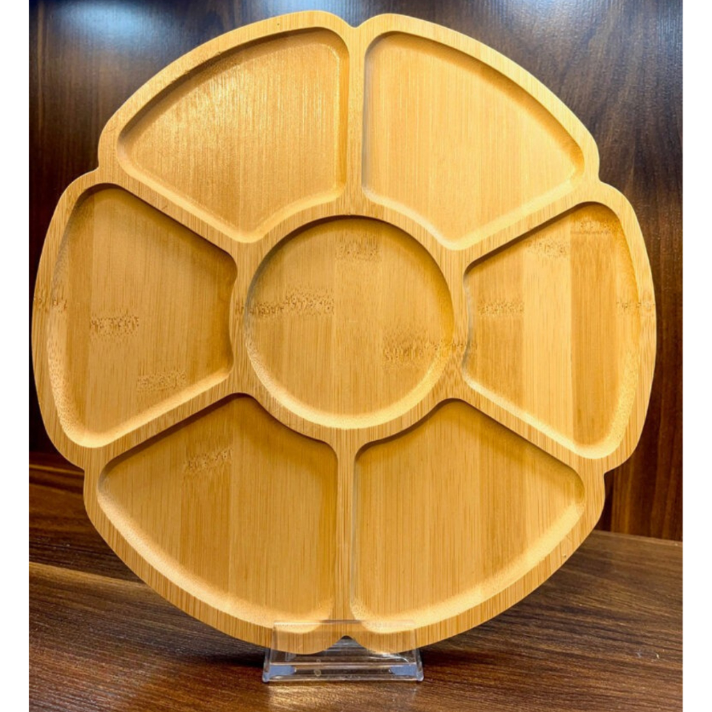 Tábua Petisco Tipo Bambu MDF FLOWER  29cm Petisqueira com 7 Divisórias para Frios Churrasc...