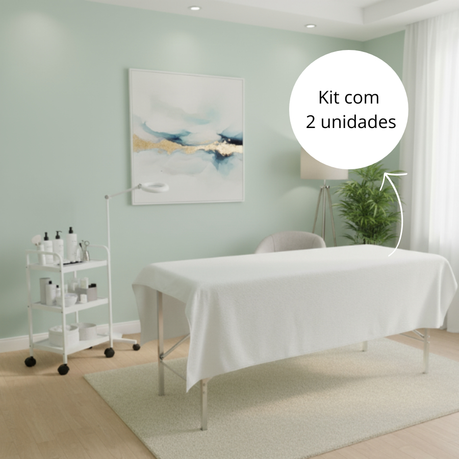 kit 2 Lençol Para Maca Clinica Hospitais Percal 400 Fios sem elástico