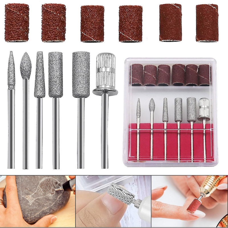 Caixinha com 6 Brocas Lixa Elétrica Lixadeiras Unhas Manicure + 6 Refis de Lixas em Oferta na Shopee
